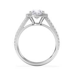 Georgina Lab Oval Diamond Halo Engagement Ring 18K White Gold 2.55ct F/VS1