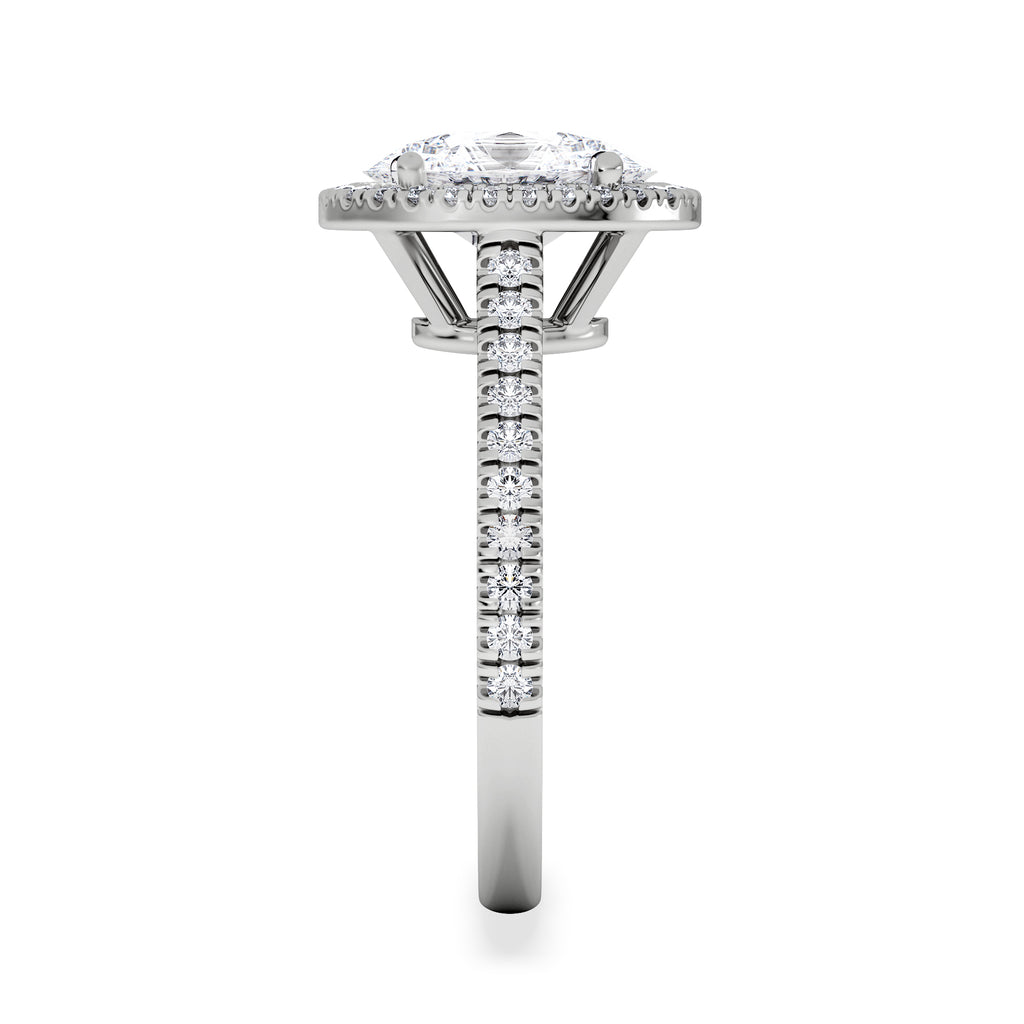 Georgina Lab Oval Diamond Halo Engagement Ring 18K White Gold 2.55ct F/VS1