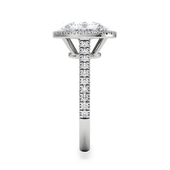 Georgina Lab Oval Diamond Halo Engagement Ring 18K White Gold 2.55ct F/VS1