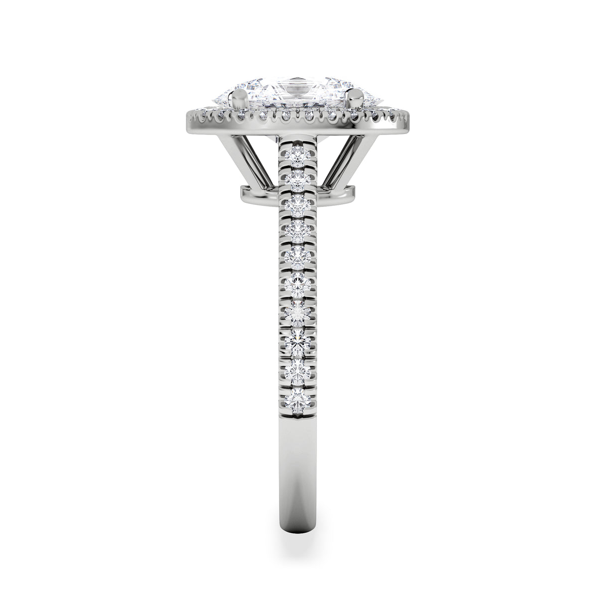 Georgina Lab Oval Diamond Halo Engagement Ring 18K White Gold 2.55ct F/VS1