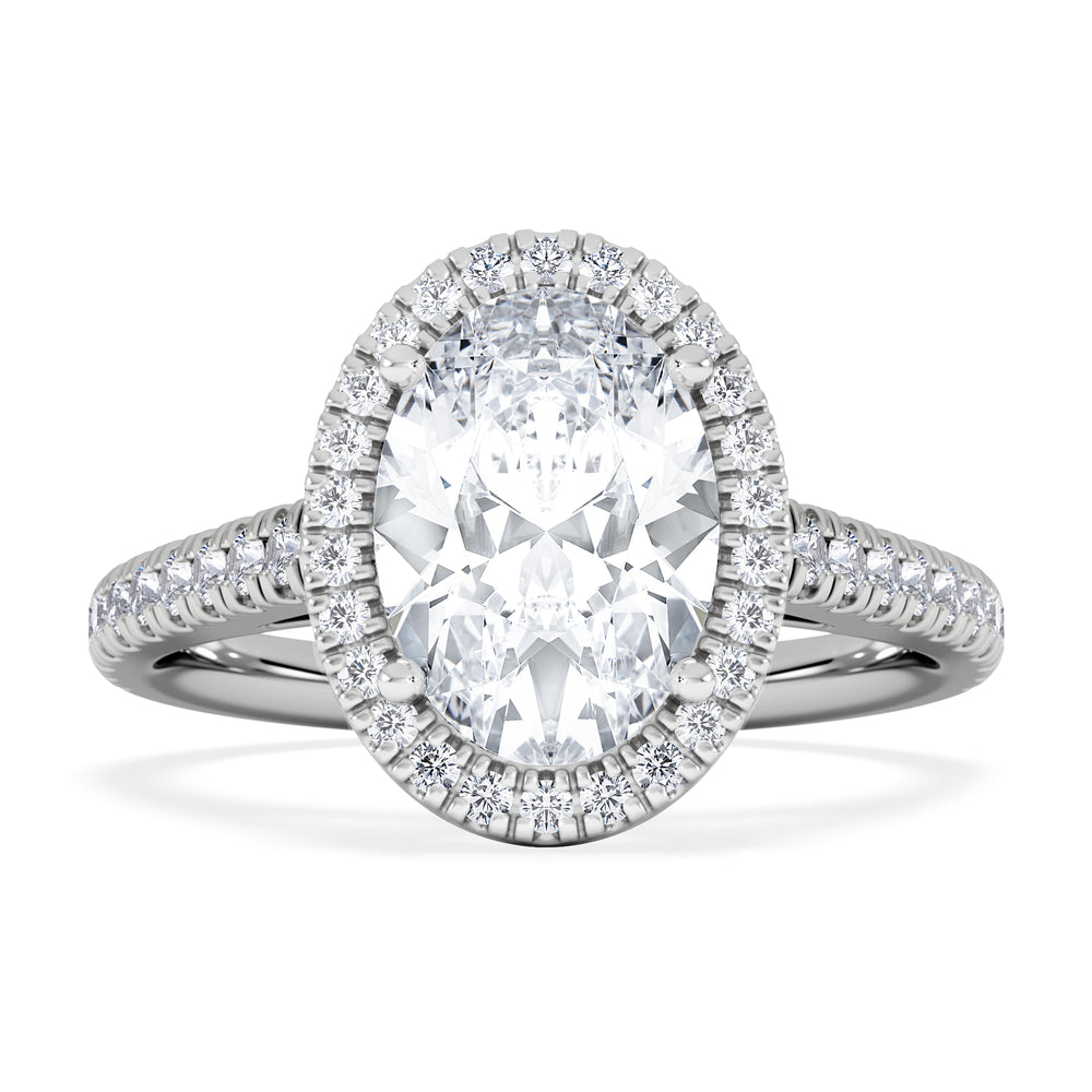 Georgina Lab Oval Diamond Halo Engagement Ring Platinum 2.55ct F/VS
