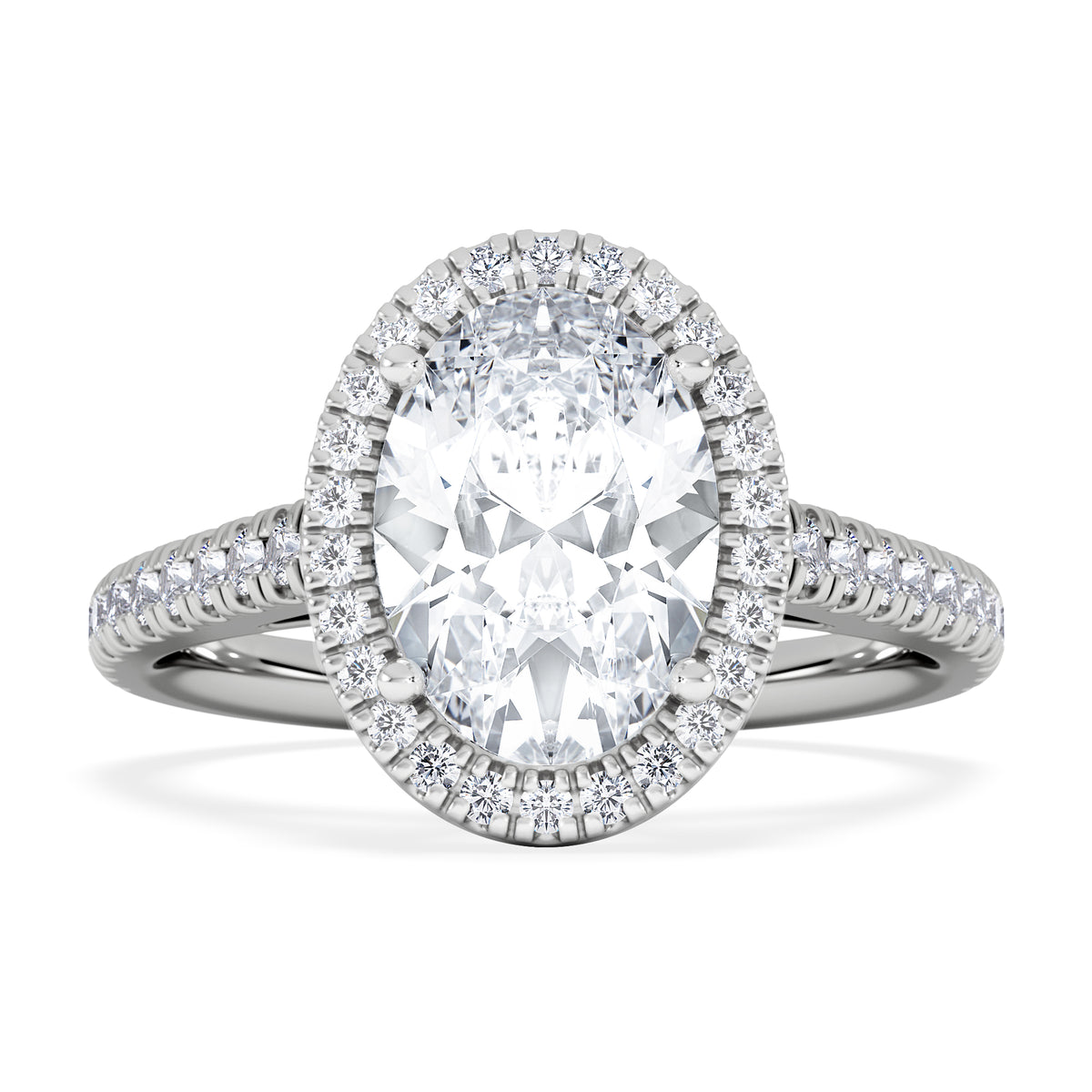 Georgina Lab Oval Diamond Halo Engagement Ring Platinum 2.55ct F/VS