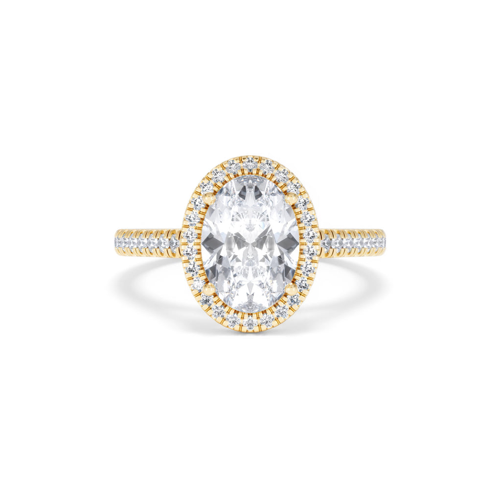 Georgina Lab Oval Diamond Halo Engagement Ring 18K Gold 2.55ct F/VS1