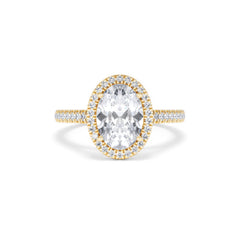 Georgina Lab Oval Diamond Halo Engagement Ring 18K Gold 2.55ct F/VS1