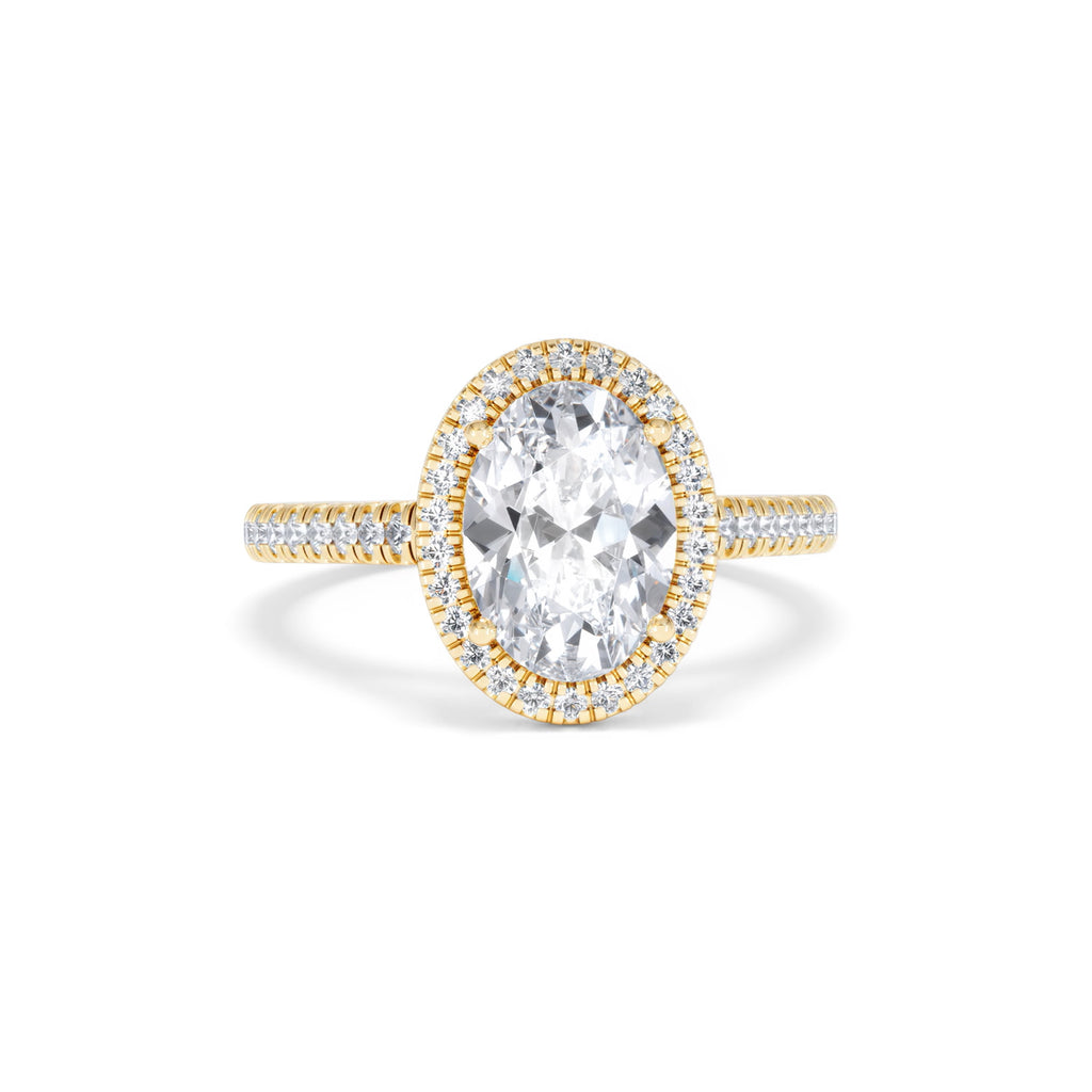 Georgina Lab Oval Diamond Halo Engagement Ring 18K Gold 2.55ct F/VS1