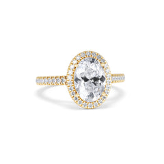 Georgina Lab Oval Diamond Halo Engagement Ring 18K Gold 2.55ct F/VS1