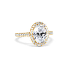 Georgina Lab Oval Diamond Halo Engagement Ring 18K Gold 2.55ct F/VS1