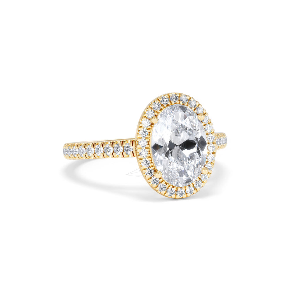Georgina Lab Oval Diamond Halo Engagement Ring 18K Gold 2.55ct F/VS1