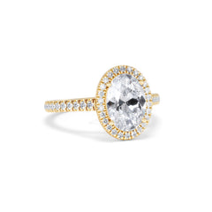 Georgina Lab Oval Diamond Halo Engagement Ring 18K Gold 2.55ct F/VS1