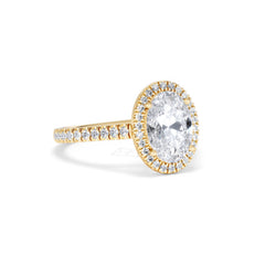 Georgina Lab Oval Diamond Halo Engagement Ring 18K Gold 2.55ct F/VS1