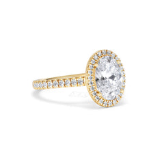 Georgina Lab Oval Diamond Halo Engagement Ring 18K Gold 2.55ct F/VS1