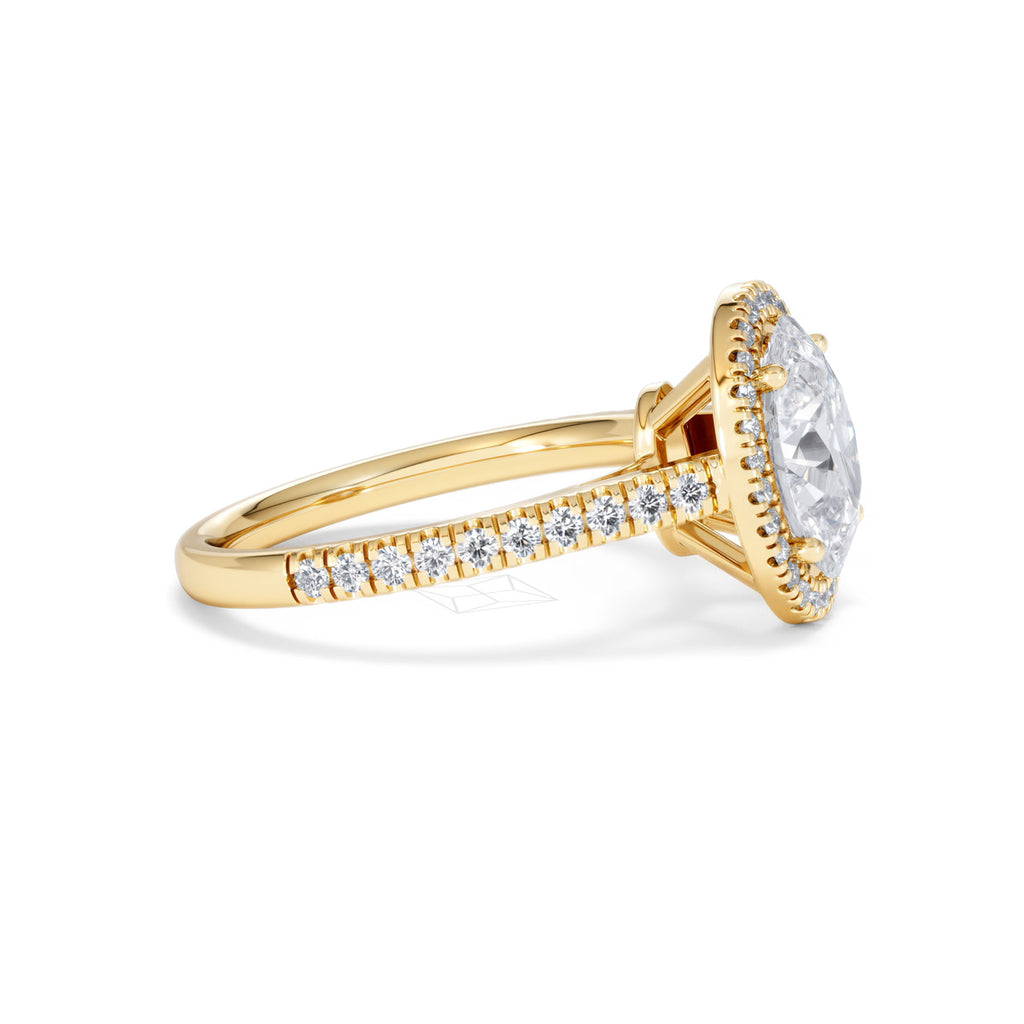 Georgina Lab Oval Diamond Halo Engagement Ring 18K Gold 2.55ct F/VS1