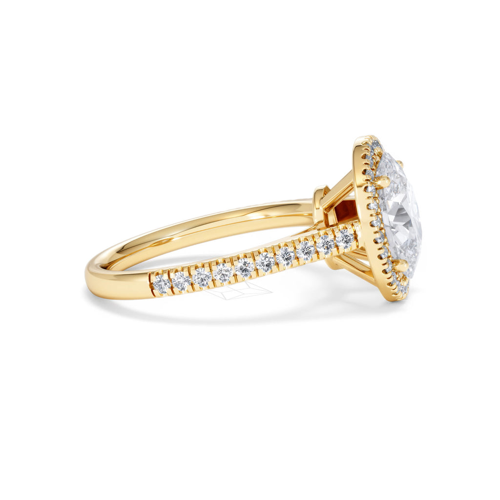 Georgina Lab Oval Diamond Halo Engagement Ring 18K Gold 2.55ct F/VS1
