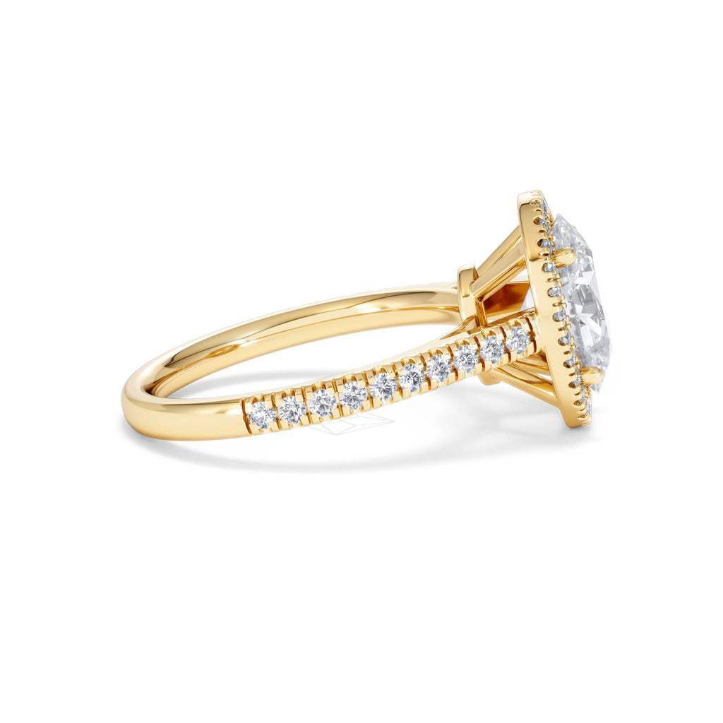Georgina Lab Oval Diamond Halo Engagement Ring 18K Gold 2.55ct F/VS1