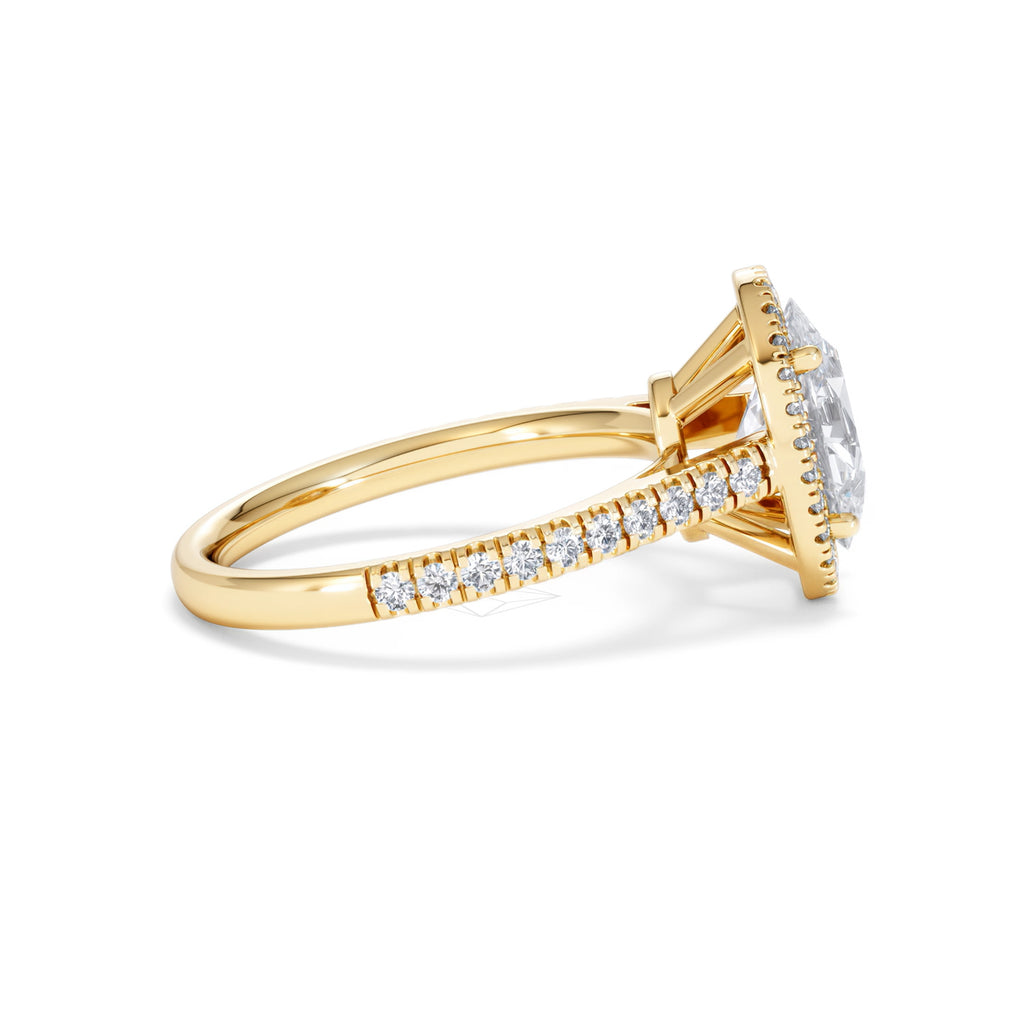 Georgina Lab Oval Diamond Halo Engagement Ring 18K Gold 2.55ct F/VS1