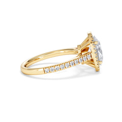 Georgina Lab Oval Diamond Halo Engagement Ring 18K Gold 2.55ct F/VS1