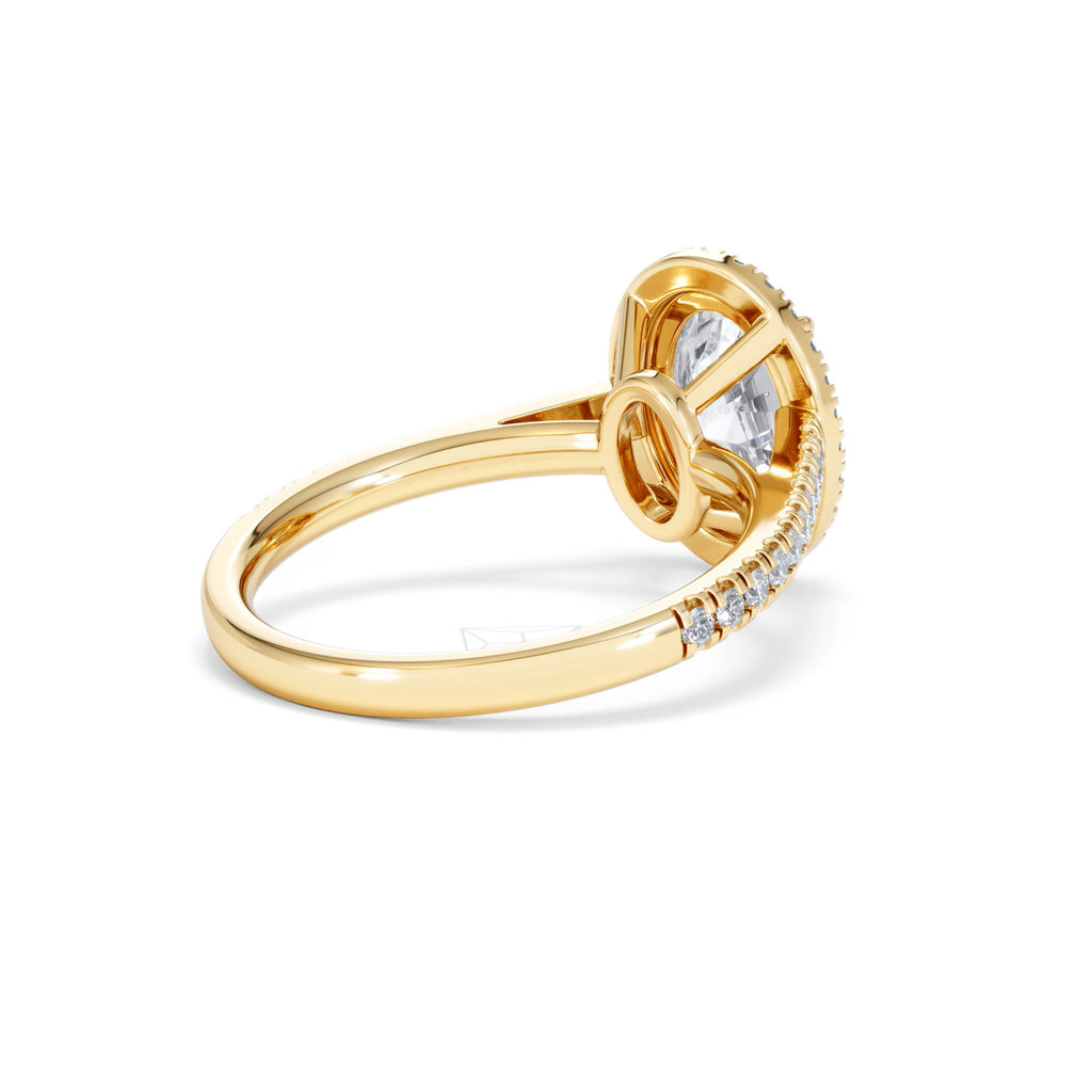 Georgina Lab Oval Diamond Halo Engagement Ring 18K Gold 2.55ct F/VS1