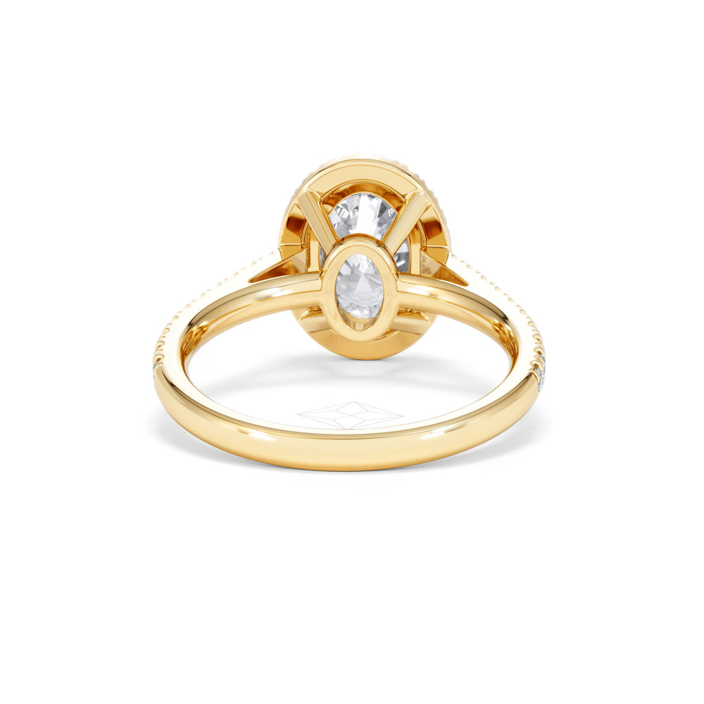 Georgina Lab Oval Diamond Halo Engagement Ring 18K Gold 2.55ct F/VS1