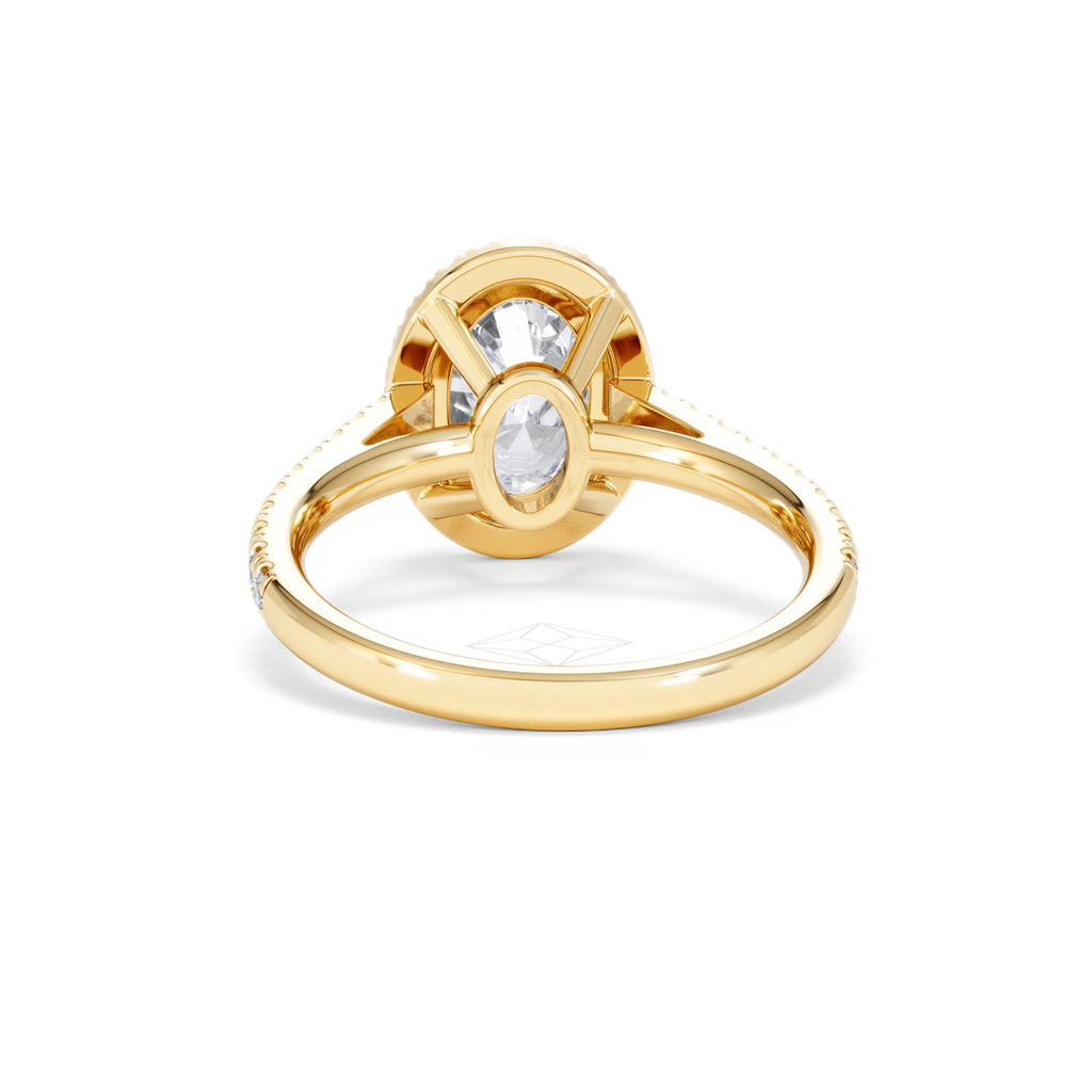 Georgina Lab Oval Diamond Halo Engagement Ring 18K Gold 2.55ct F/VS1