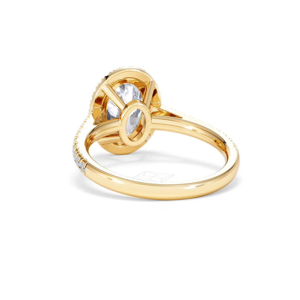 Georgina Lab Oval Diamond Halo Engagement Ring 18K Gold 2.55ct F/VS1