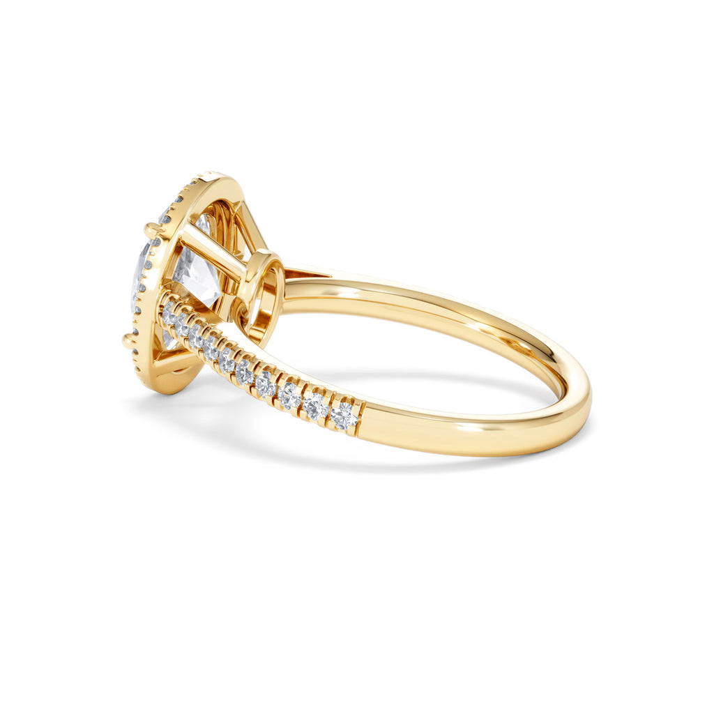 Georgina Lab Oval Diamond Halo Engagement Ring 18K Gold 2.55ct F/VS1