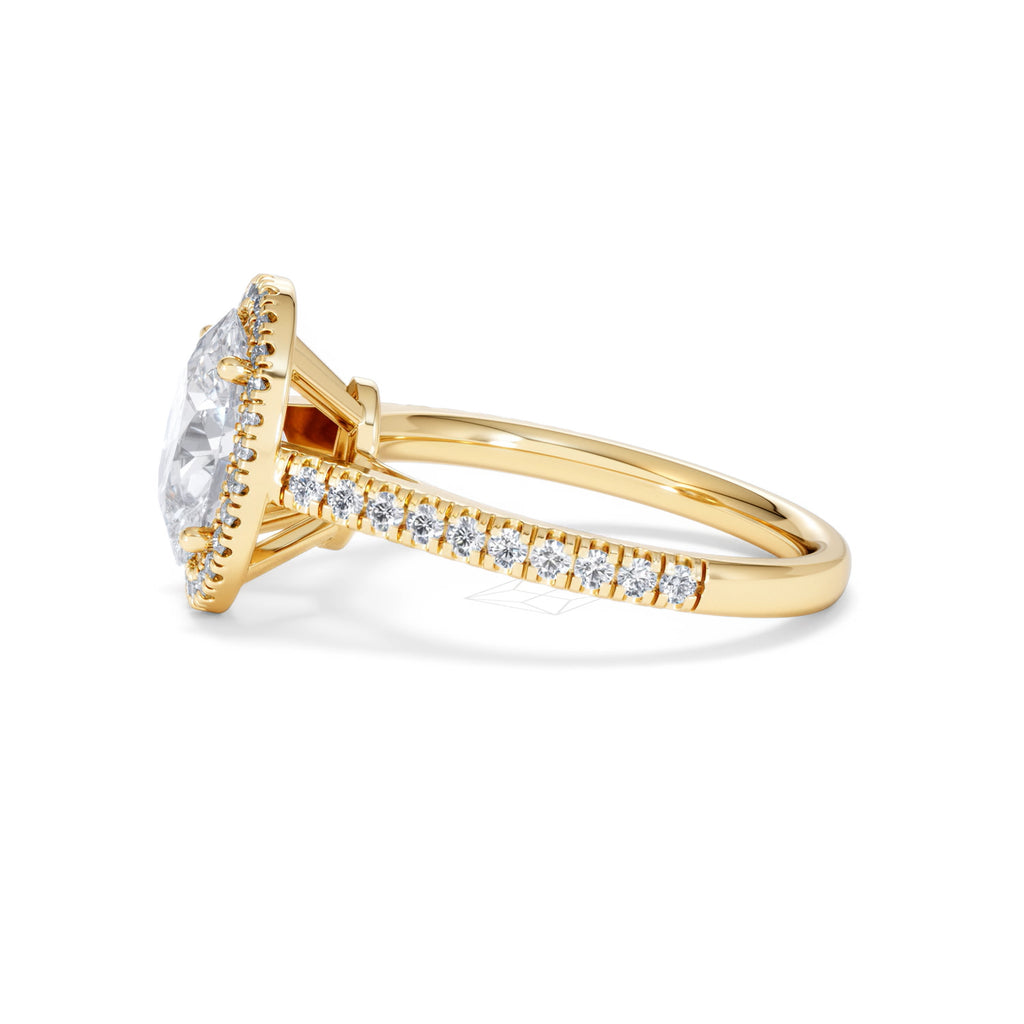 Georgina Lab Oval Diamond Halo Engagement Ring 18K Gold 2.55ct F/VS1