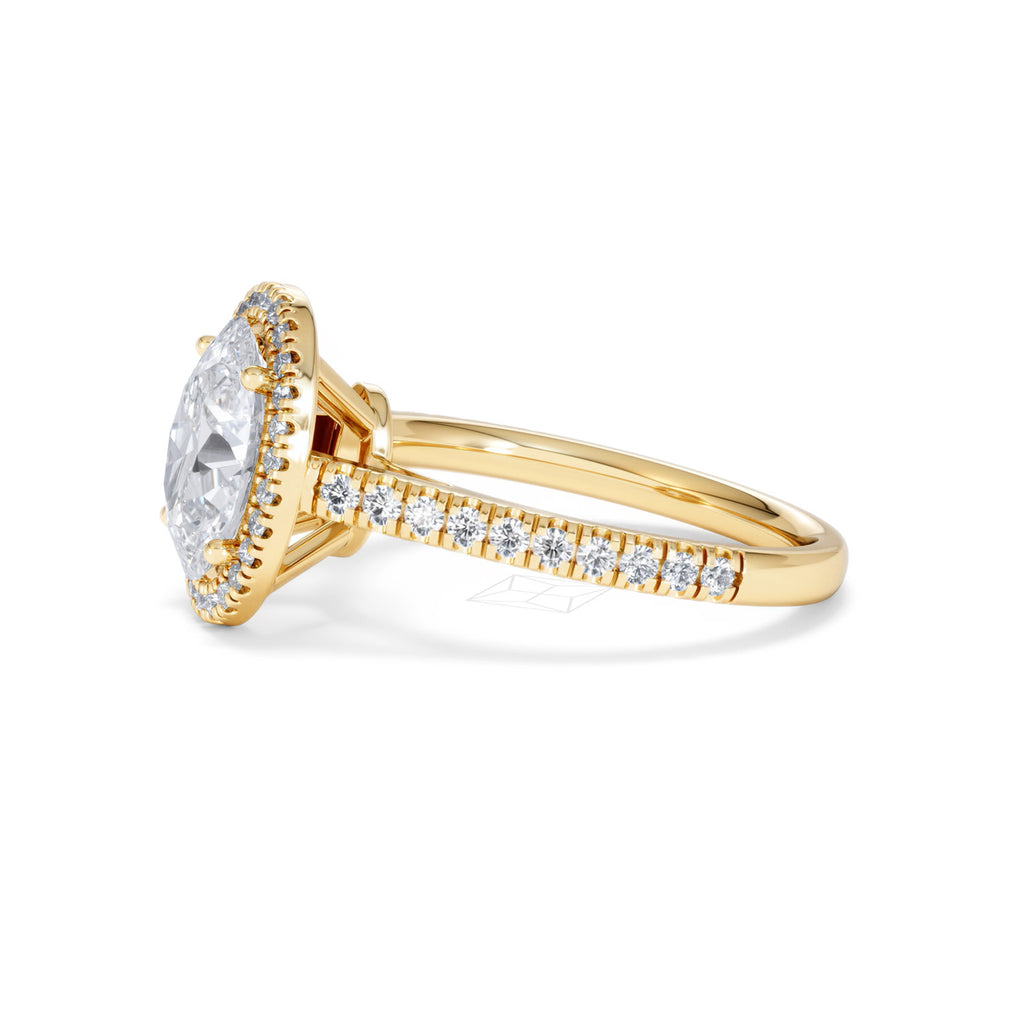 Georgina Lab Oval Diamond Halo Engagement Ring 18K Gold 2.55ct F/VS1