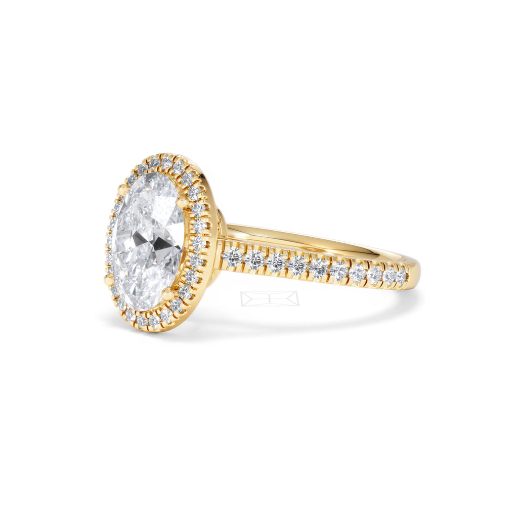 Georgina Lab Oval Diamond Halo Engagement Ring 18K Gold 2.55ct F/VS1