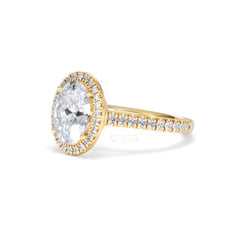 Georgina Lab Oval Diamond Halo Engagement Ring 18K Gold 2.55ct F/VS1