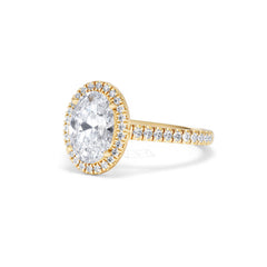Georgina Lab Oval Diamond Halo Engagement Ring 18K Gold 2.55ct F/VS1