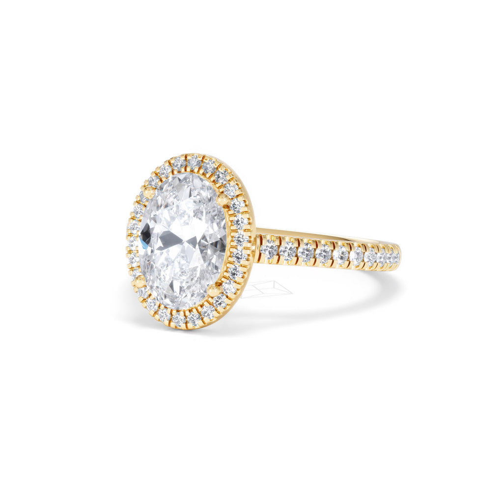 Georgina Lab Oval Diamond Halo Engagement Ring 18K Gold 2.55ct F/VS1