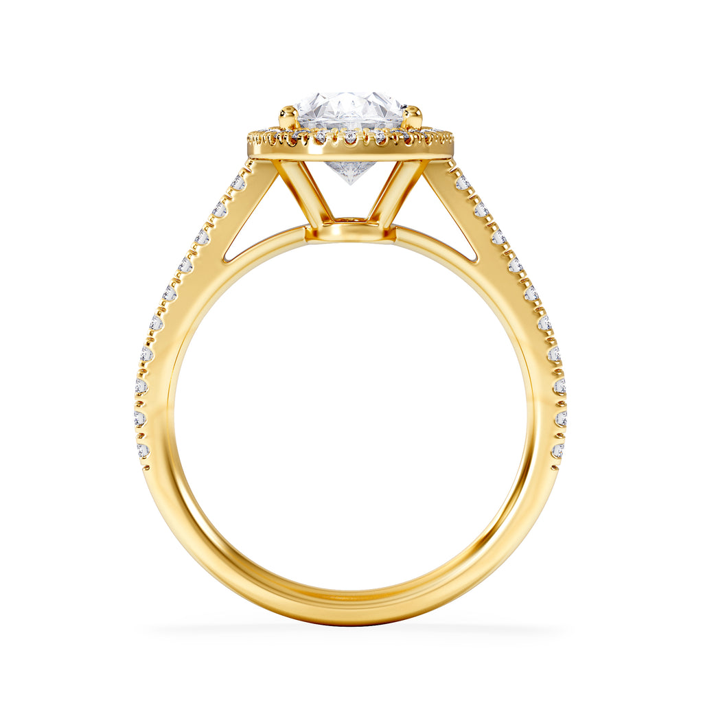 Georgina Lab Oval Diamond Halo Engagement Ring 18K Gold 2.55ct F/VS1