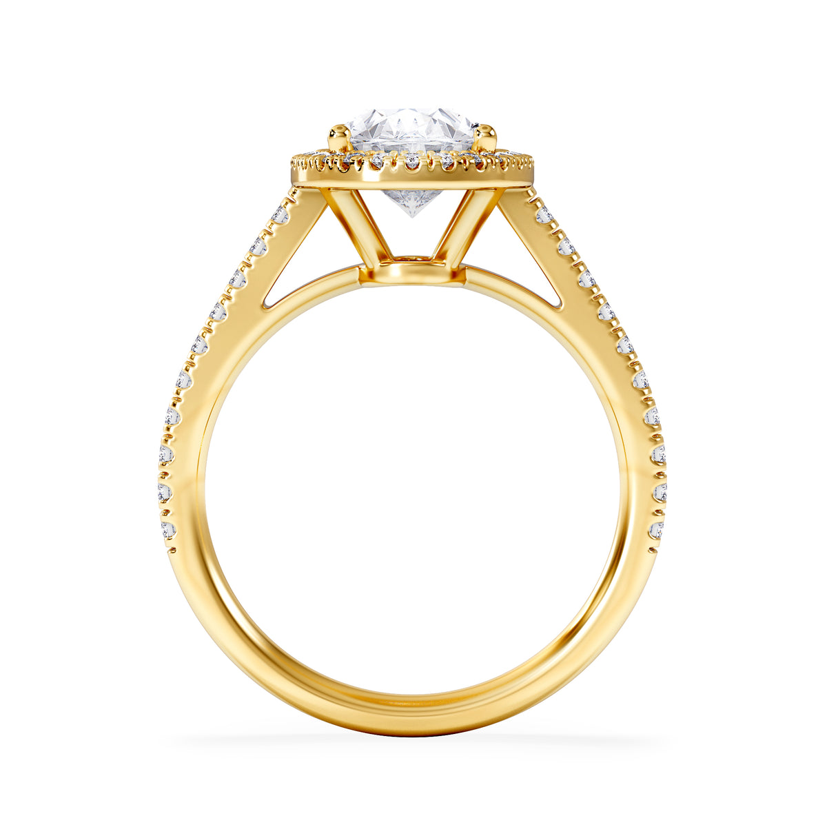 Georgina Lab Oval Diamond Halo Engagement Ring 18K Gold 2.55ct F/VS1