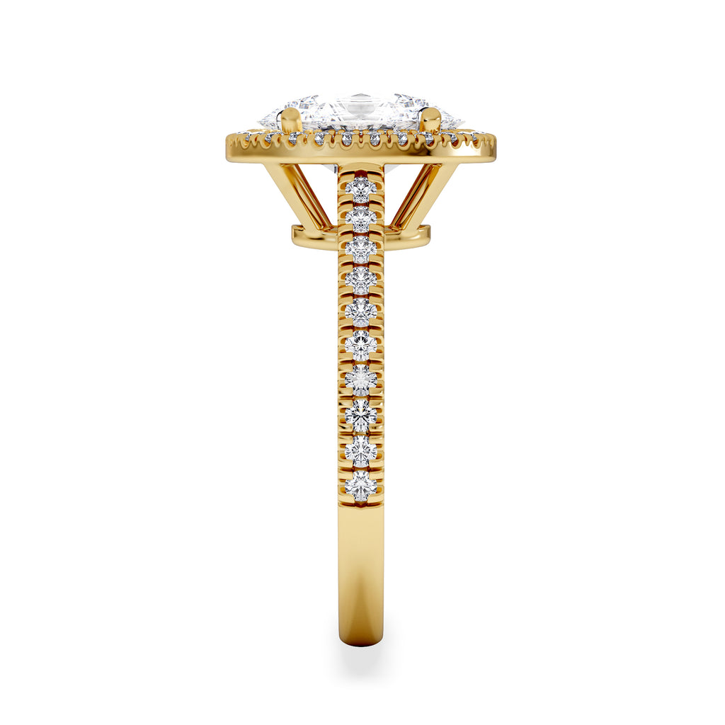 Georgina Lab Oval Diamond Halo Engagement Ring 18K Gold 2.55ct F/VS1
