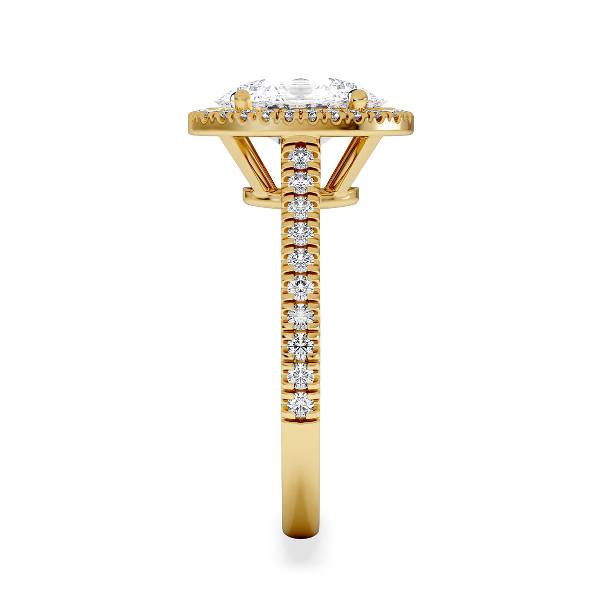 Georgina Lab Oval Diamond Halo Engagement Ring 18K Gold 2.55ct F/VS1