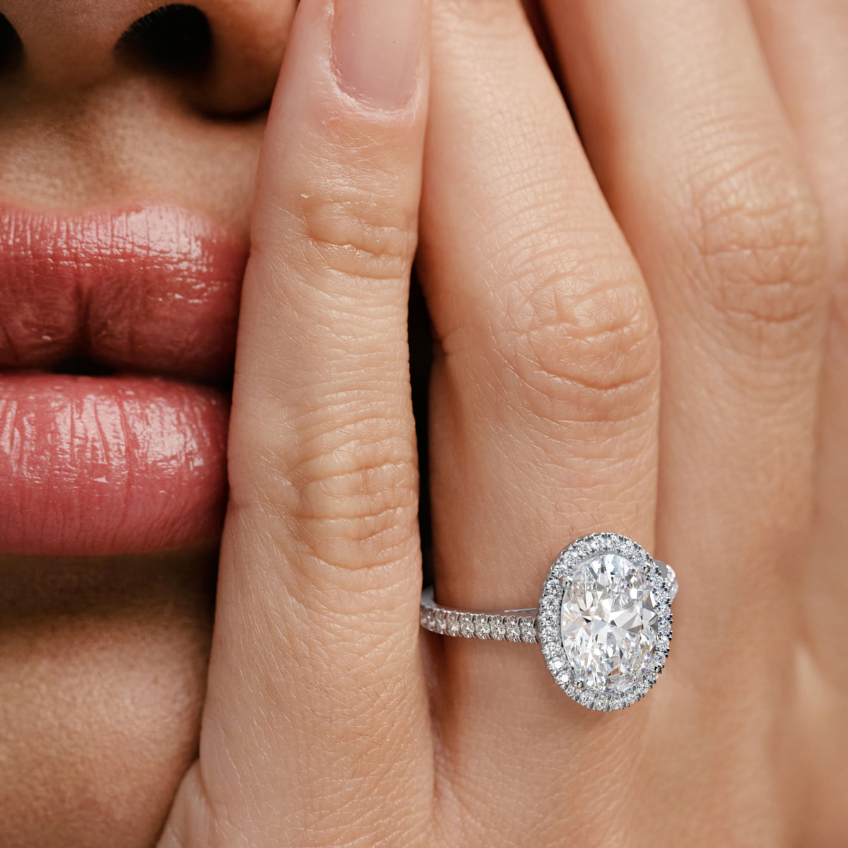 Georgina 3.50ct Lab Diamond Oval Cut Engagement Ring in Platinum G/VS1