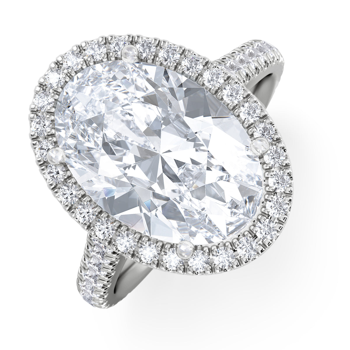 Georgina 5.70ct Lab Diamond Oval Cut Engagement Ring in 18K White Gold G/VS1