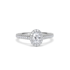 Georgina Lab Oval Diamond Halo Engagement Ring Platinum 1.00ct F/VS1