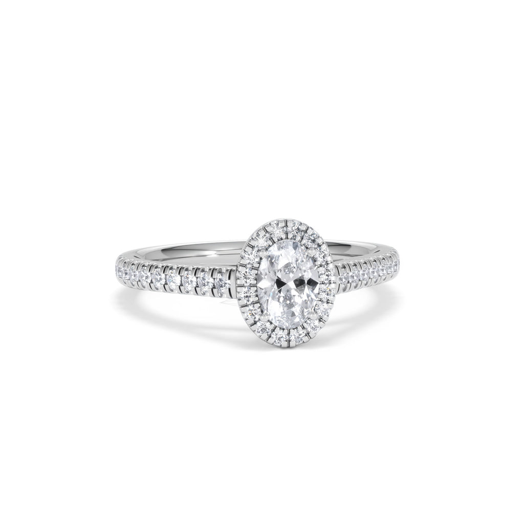 Georgina Lab Oval Diamond Halo Engagement Ring Platinum 1.00ct F/VS1