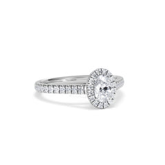Georgina Lab Oval Diamond Halo Engagement Ring 18K White Gold 1.00ct F/VS1