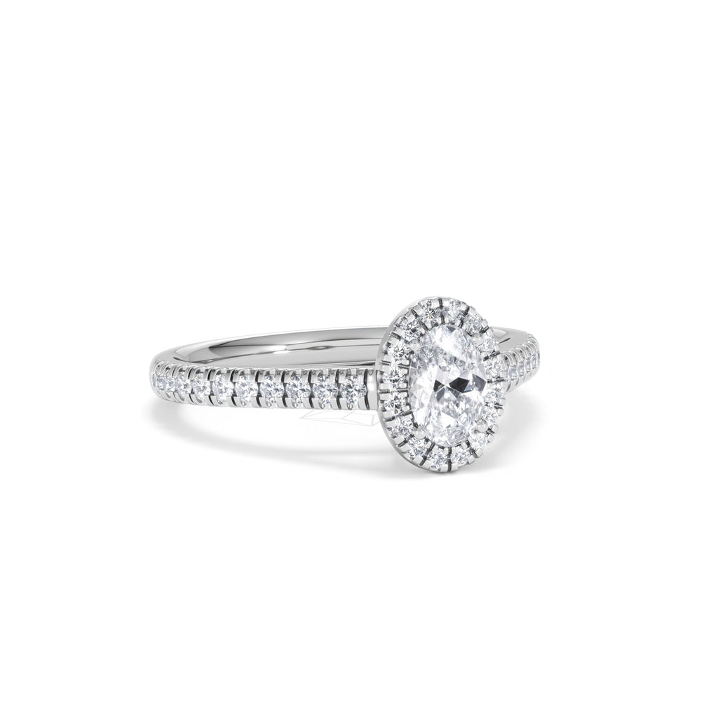 Georgina Lab Oval Diamond Halo Engagement Ring Platinum 1.00ct F/VS1