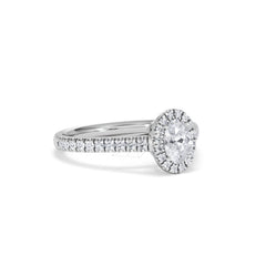 Georgina Lab Oval Diamond Halo Engagement Ring 18K White Gold 1.00ct F/VS1