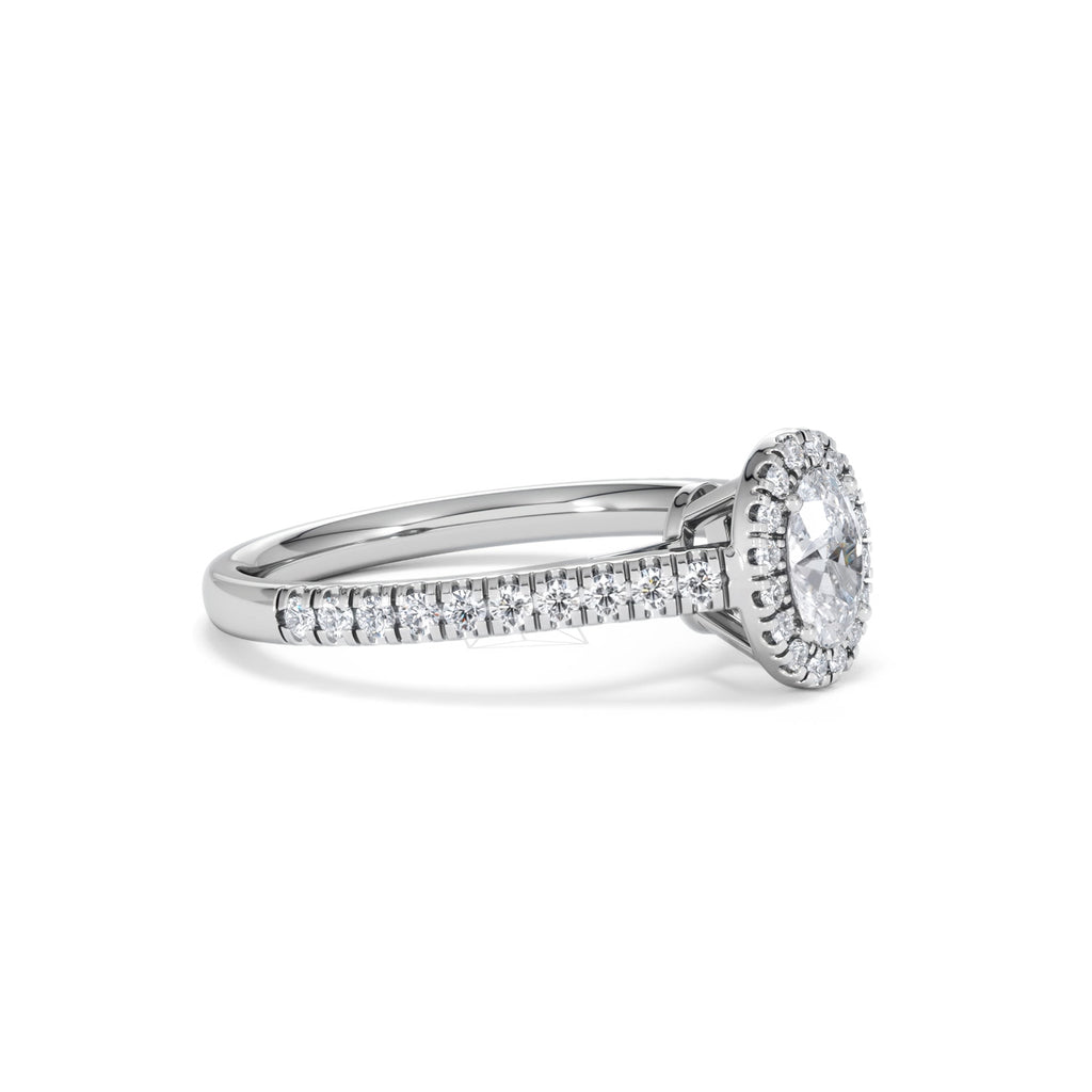 Georgina Lab Oval Diamond Halo Engagement Ring Platinum 1.00ct F/VS1