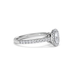 Georgina Lab Oval Diamond Halo Engagement Ring 18K White Gold 1.00ct F/VS1