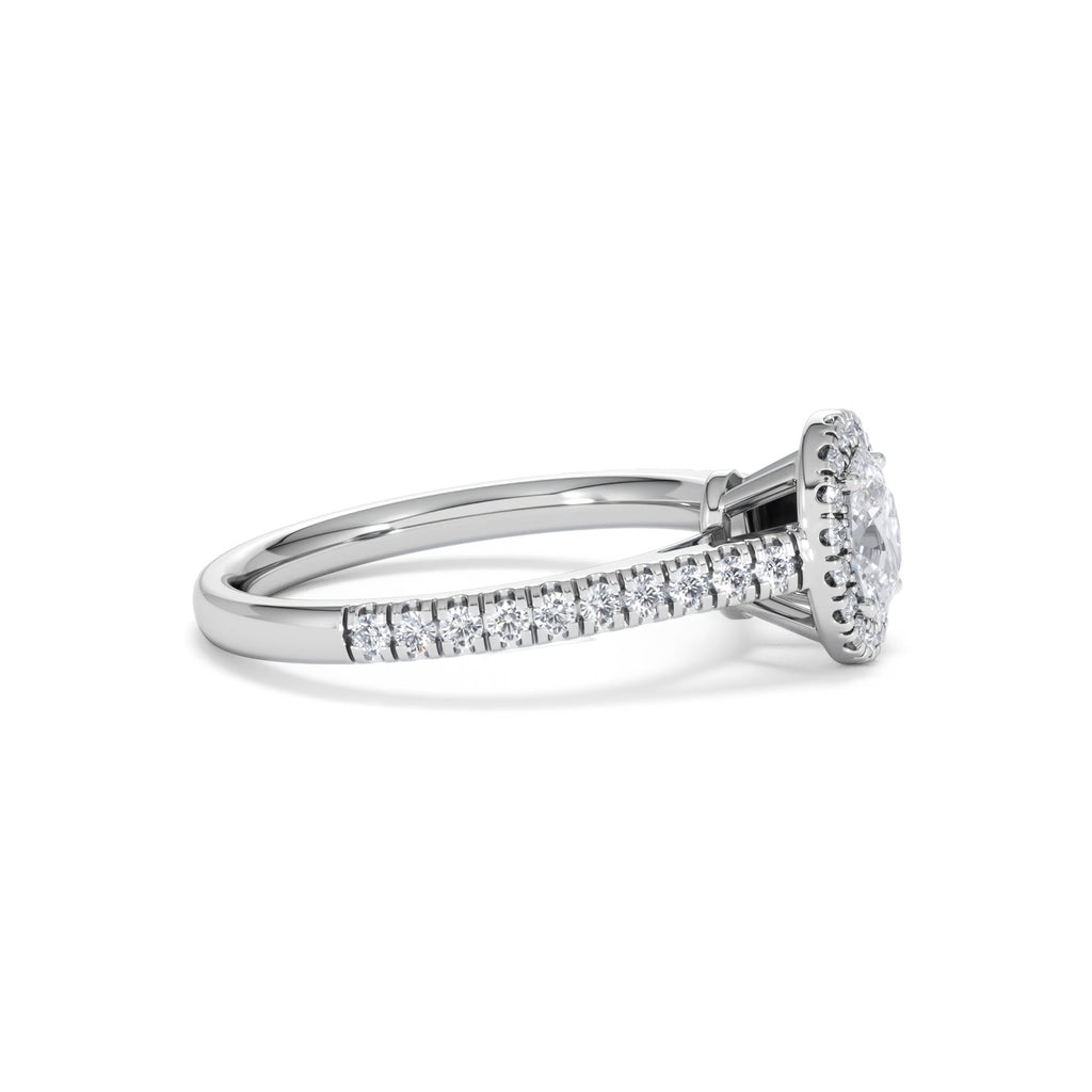 Georgina Lab Oval Diamond Halo Engagement Ring Platinum 1.00ct F/VS1