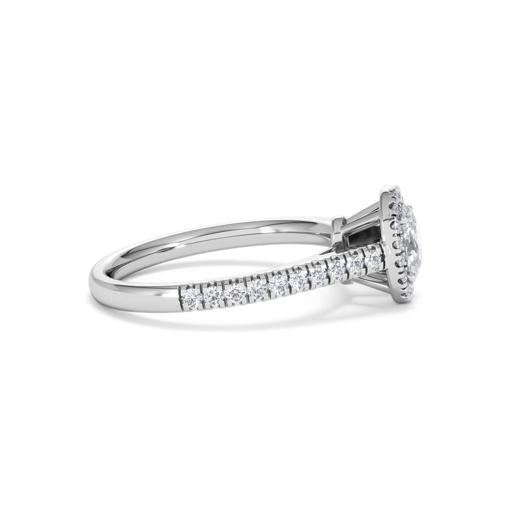 Georgina Lab Oval Diamond Halo Engagement Ring 18K White Gold 1.00ct F/VS1