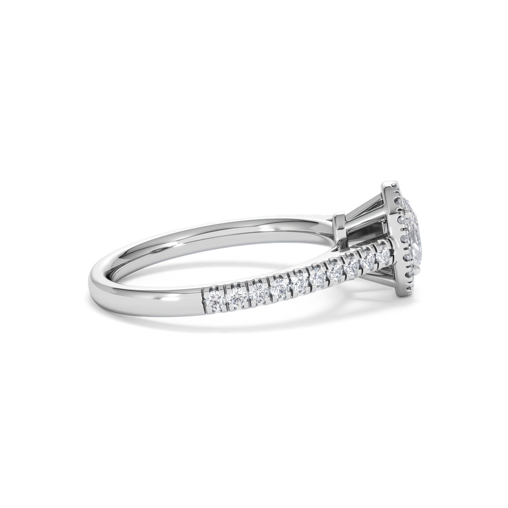 Georgina Lab Oval Diamond Halo Engagement Ring 18K White Gold 1.00ct F/VS1