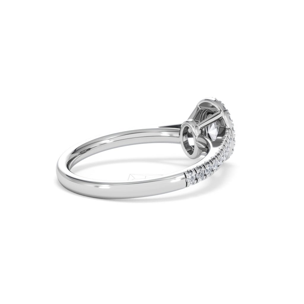 Georgina Lab Oval Diamond Halo Engagement Ring 18K White Gold 1.00ct F/VS1