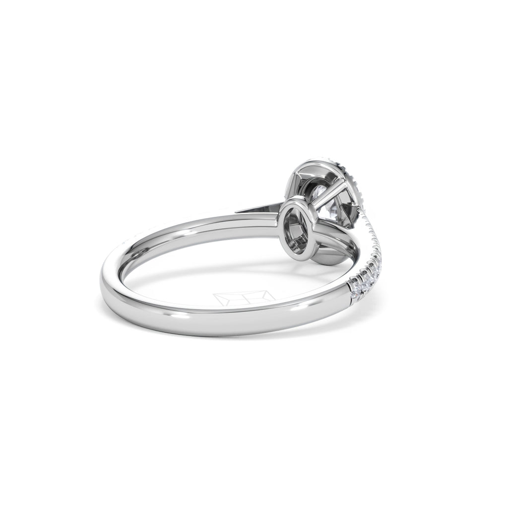 Georgina Lab Oval Diamond Halo Engagement Ring 18K White Gold 1.00ct F/VS1