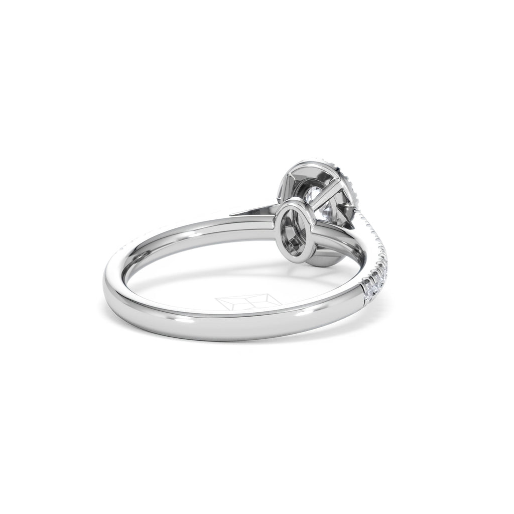 Georgina Lab Oval Diamond Halo Engagement Ring 18K White Gold 1.00ct F/VS1